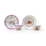 Two Marcolini Meissen teacups and saucers, late 18th century