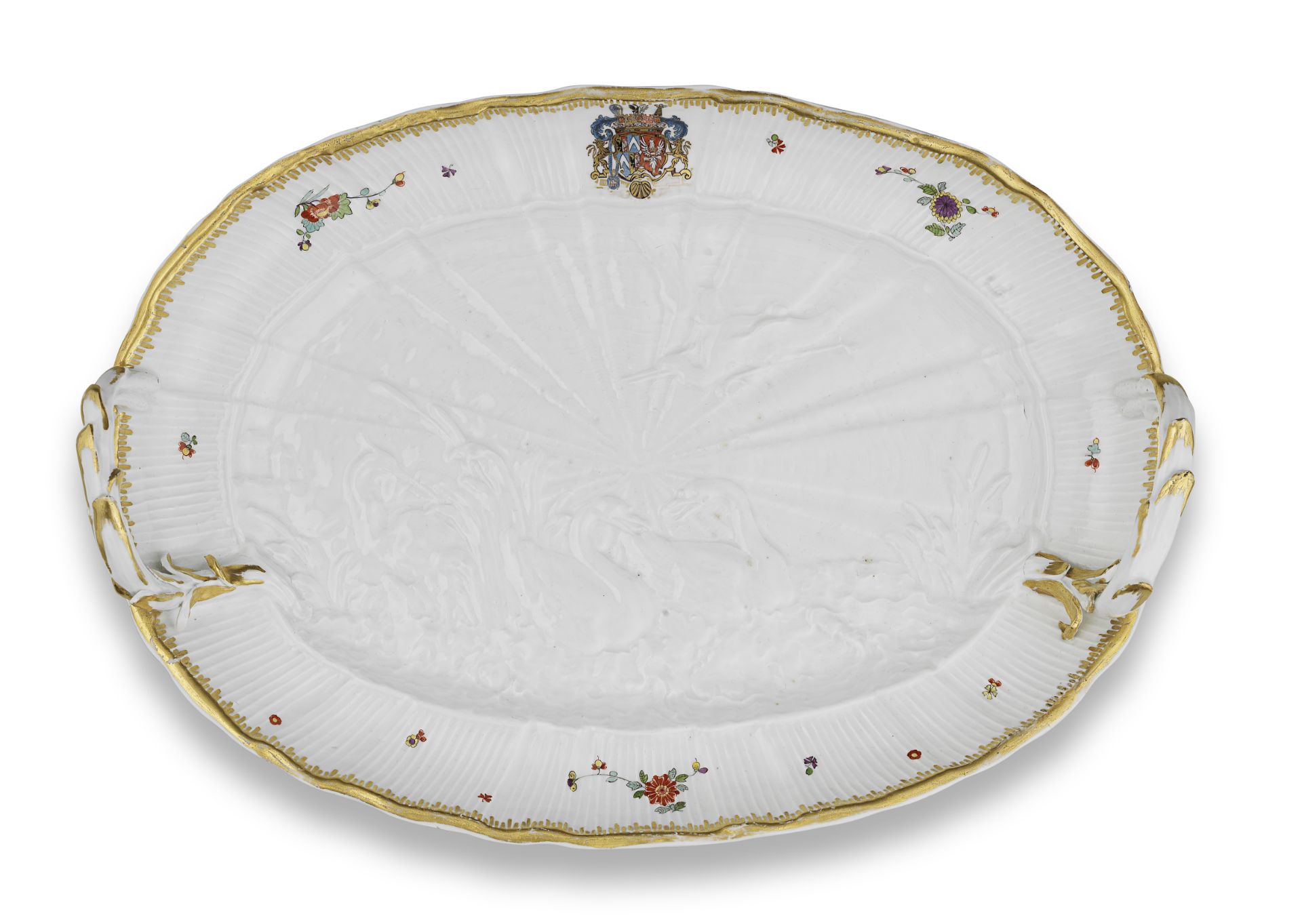 A Meissen large two-handled oval dish from the Swan Service, circa 1740