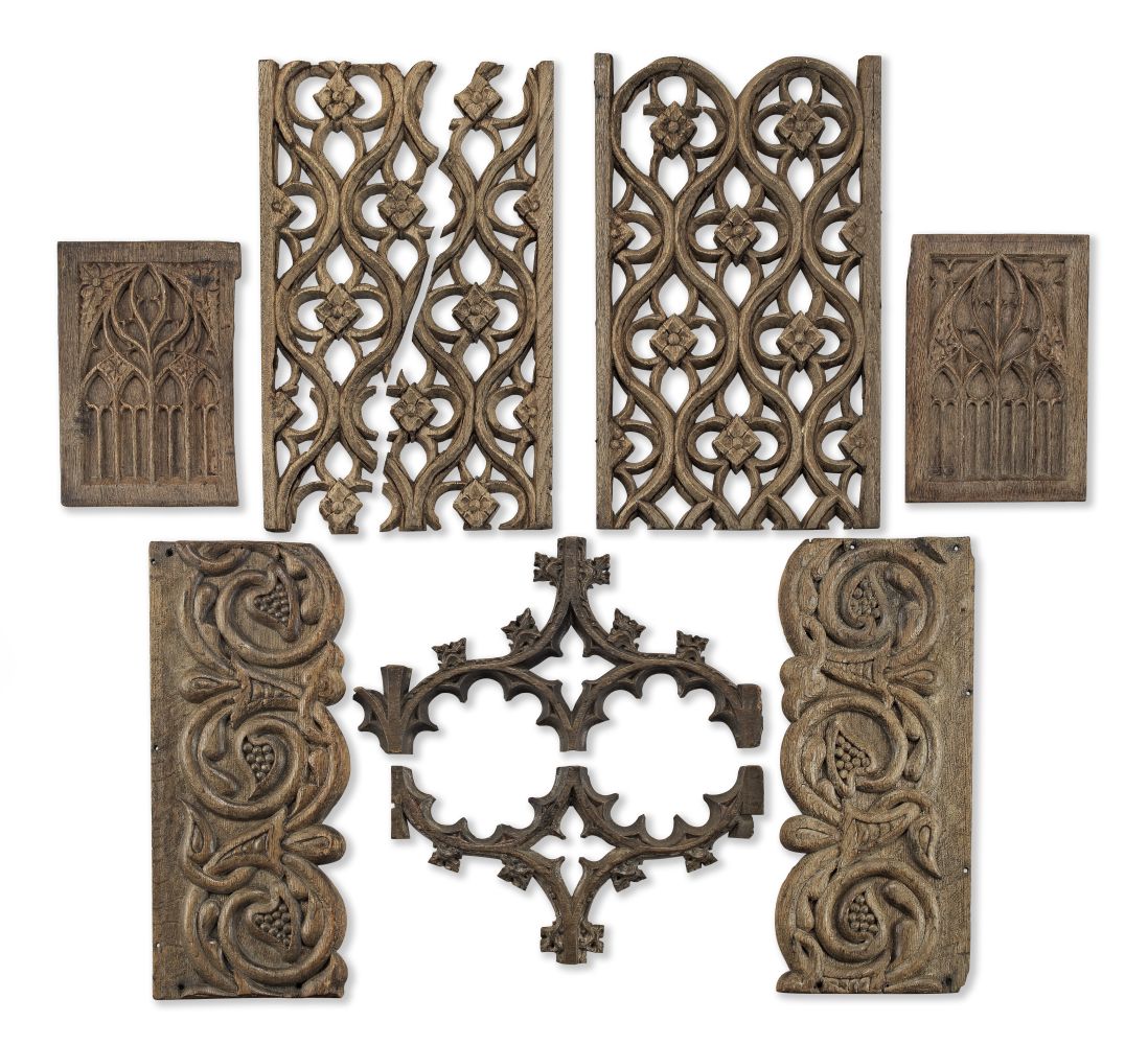 A COLLECTION OF CARVED OAK RELIEFS AND PANELS 16th century and later (8)