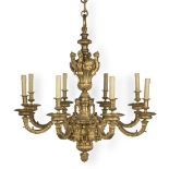 A PAIR OF ORMOLU EIGHT-LIGHT CHANDELIERSIn the manner of Andre Charles Boulle, late 20th century (2)