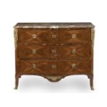 A LATE LOUIS XV GILT-BRONZE MOUNTED KINGWOOD AND TULIPWOOD COMMODE By Bon Durand, second half 18t...