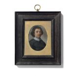 Continental School, 17th century A portrait miniature of a cleric wearing a black coat, skull cap...