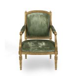 A LOUIS XVI STYLE GILTWOOD FAUTEUILLate 19th / early 20th century