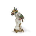 A SAMSON PORCELAIN GILT-BRONZE MOUNTED FIGURE OF A COCKATOO 19th century