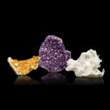 A FINE GROUP OF THREE AMETHYST, CITRINE AND QUARTZ WALL SECTION SPECIMENS (3)