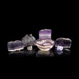 A COLLECTION OF SEVEN FLOURITE SPECIMENS TOGETHER WITH A BOWL (8)