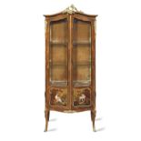 A FRENCH LATE 19TH CENTURY KINGWOOD, GILT METAL MOUNTED, AND VERNIS MARTIN DECORATED VITRINE