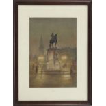 BRITISH SCHOOL, 20TH CENTURY Equestrian state of Charles I on Whitehall, watercolour, together wi...