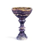 A 19TH CENTURY DERBYSHIRE FLUORSPAR BLUE JOHN GOBLET