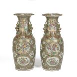 A PAIR OF LARGE CANTON BALUSTER VASES 19th century