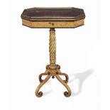 A WILLIAM IV STYLE ROSEWOOD AND SATINWOOD BRASS BOUND VITRINE/BIJOUTERIE TABLE