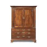 A GEORGE II MAHOGANY LINEN PRESS