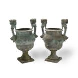 A PAIR OF CLASSICAL BRONZE URNS (2)