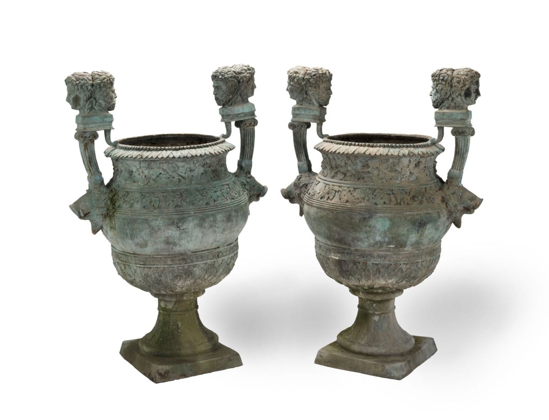 A PAIR OF CLASSICAL BRONZE URNS (2)