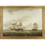 Thomas Whitcombe (British, c.1732-1824) The Mercury of London, a merchantman and other shipping o...