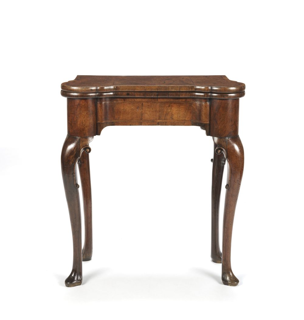 A GEORGE II WALNUT CARD TABLE