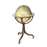AN 18-INCH CRUCHLEY'S TERRESTRIAL GLOBE ON A STAND Cruchley of London, English, Mid-19th century