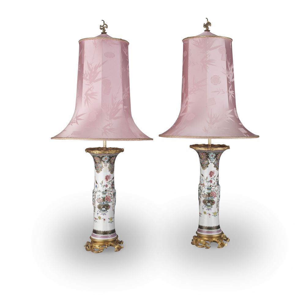 A PAIR OF CHINESE VASES ADAPTED TO LAMP BASES 18th century and adapted (2)