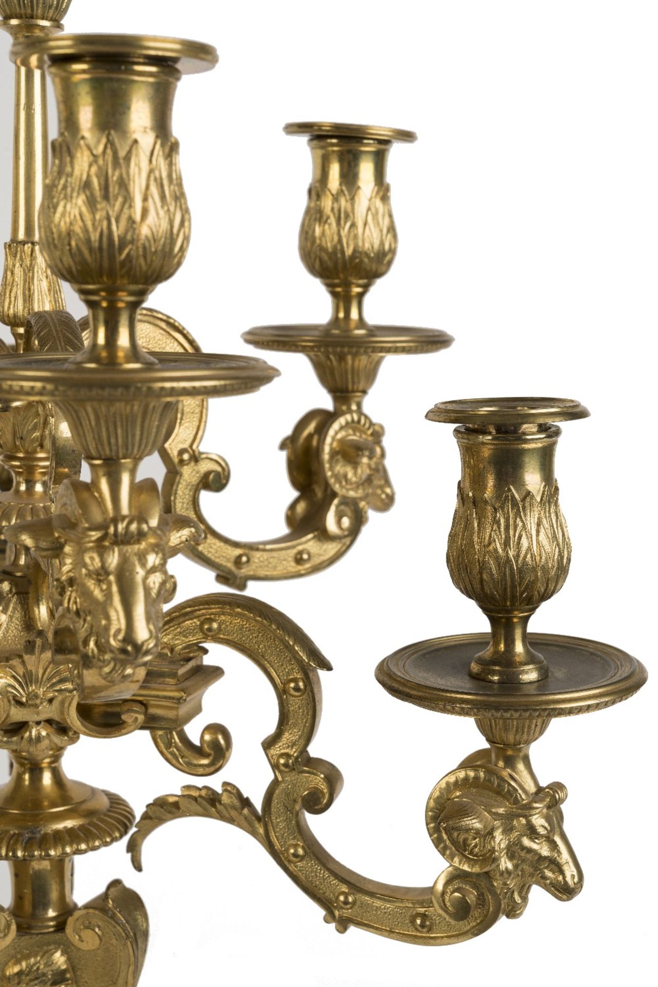 A PAIR OF LOUIS XIV STYLE ORMOLU SEVEN-LIGHT CANDELABRAAfter model by Andr&#233;-Charles Boulle, ... - Image 2 of 2