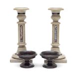 PAIR OF LARGE HOPTON WOOD LIMESTONE CANDLESTICKS Late 19th / early 20th century (4)