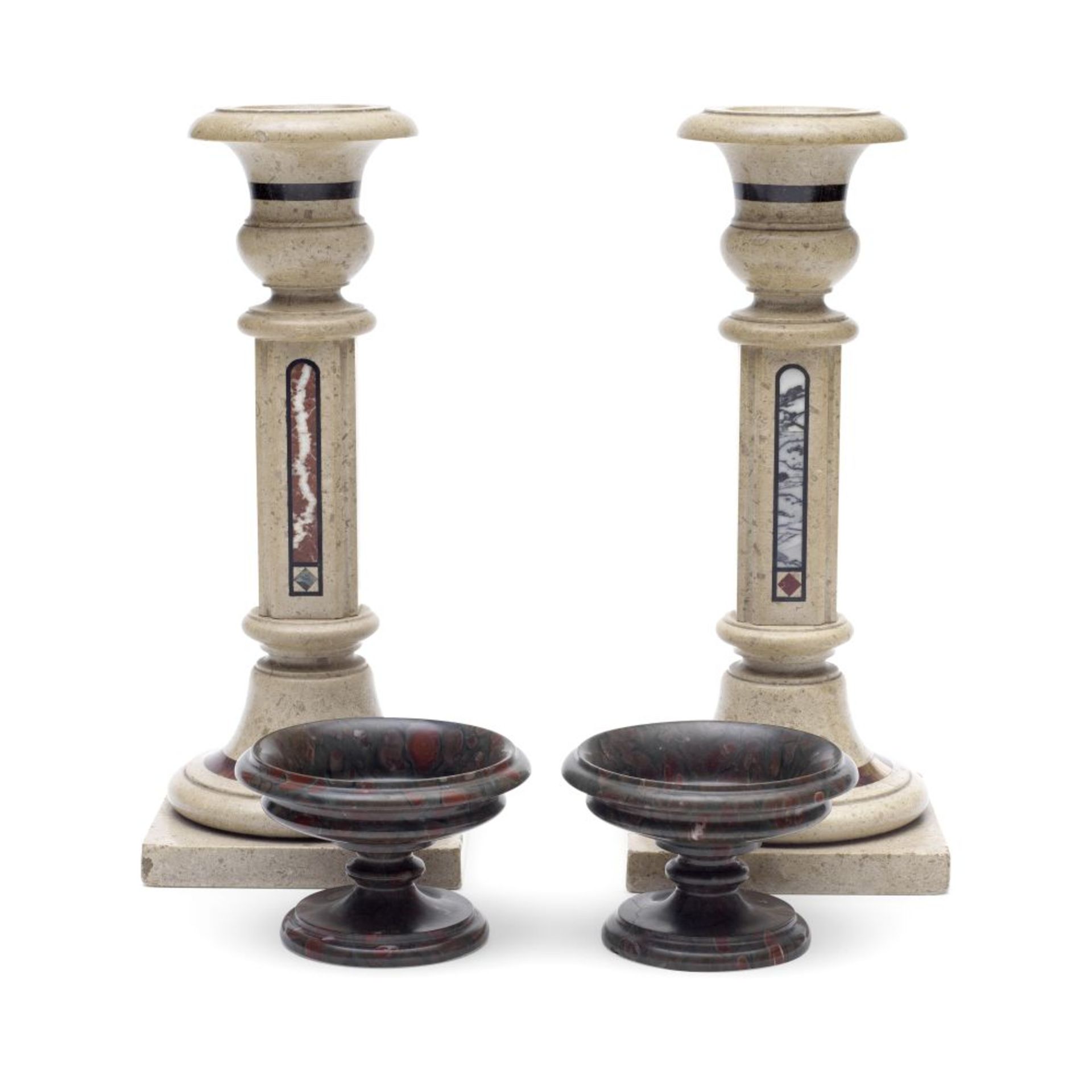 PAIR OF LARGE HOPTON WOOD LIMESTONE CANDLESTICKS Late 19th / early 20th century (4)