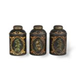 A SET OF THREE 19TH CENTURY LIDDED TEA CANISTERS (3)
