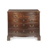 A GEORGE III MAHOGANY SERPENTINE FRONTED CHEST