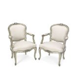 A PAIR OF FRENCH PAINTED FAUTEUILSFirst half 20th century in the Louis XV style (2)