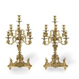 A PAIR OF LOUIS XIV STYLE ORMOLU SEVEN-LIGHT CANDELABRAAfter model by Andr&#233;-Charles Boulle, ...