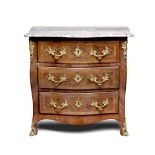 A LOUIS XV ORMOLU-MOUNTED ROSEWOOD AND TULIPWOOD MARQUETRY COMMODEMid-18th century