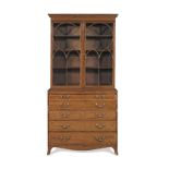 A GEORGE III MAHOGANY AND SATINWOOD-BANDED SECRETAIRE BOOKCASELate 18th century