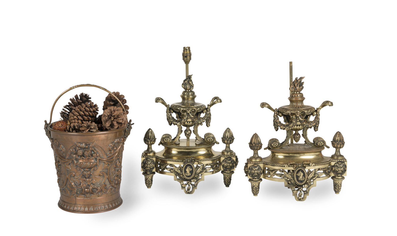 A PAIR OF 19TH CENTURY FRENCH BRASS CHENETS (3)