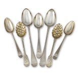 A PAIR OF GEORGE III SILVER BASTING SPOONS Mark of William Eley & William Fearn, London, 1817 (7)