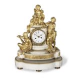 A LOUIS XVI ORMOLU-MOUNTED WHITE MARBLE MANTLE CLOCK The dial signed Furet, Hger du Roi