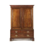 A GEORGE II MAHOGANY LINEN PRESS