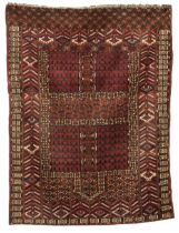 A TEKKE ENSI RUG West Turkestan 156cm long x 123cm wide (61in long x 48in wide), the silk rug 172...