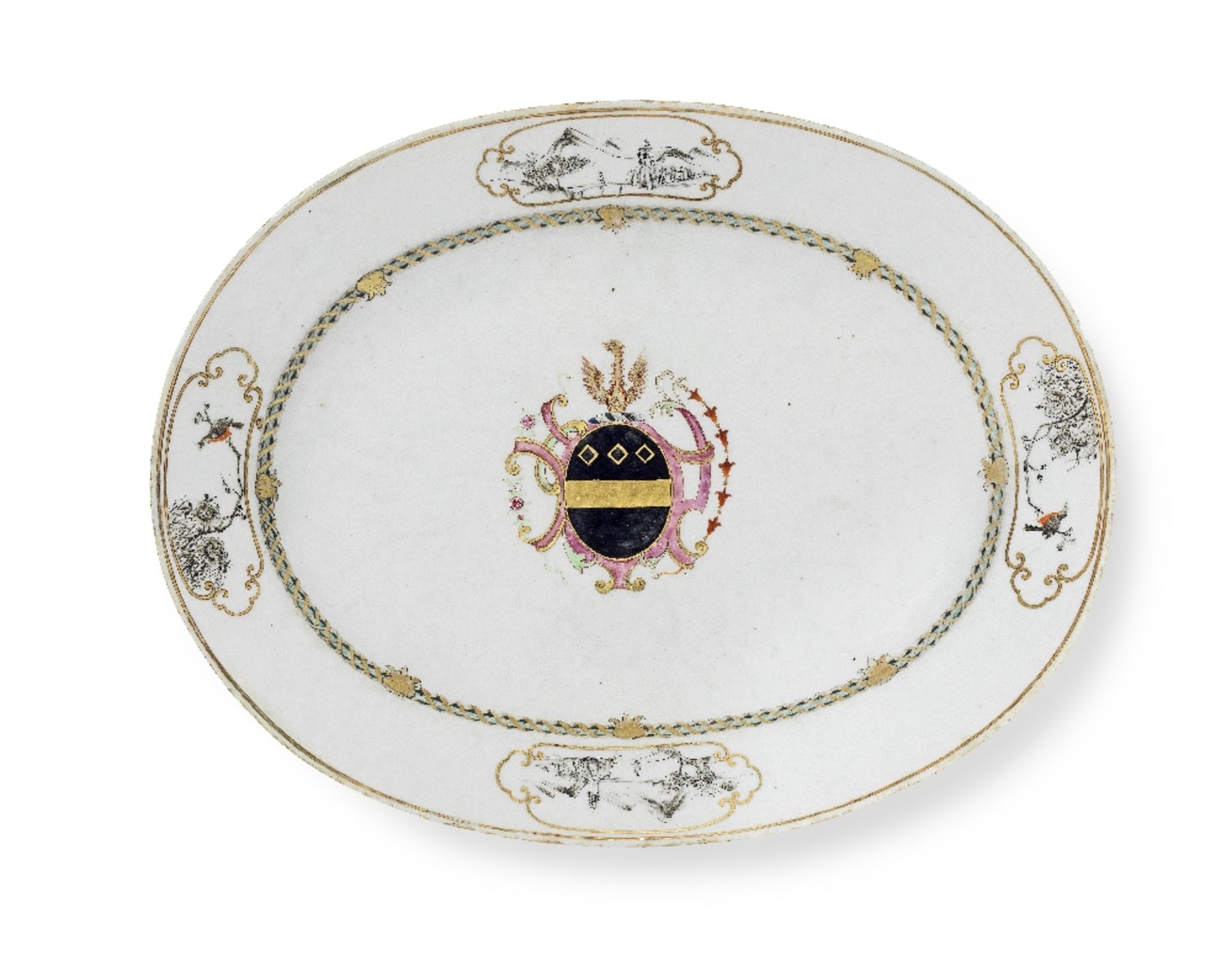 A CHINESE EXPORT ARMORIAL PORCELAIN PLATE AND AN OVAL DISH Circa 1744 and 1750 (2) - Bild 3 aus 3