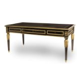 A LOUIS XVI STYLE GILT-BRONZE MOUNTED EBONY AND EBONISED BUREAU PLATLate 20th century