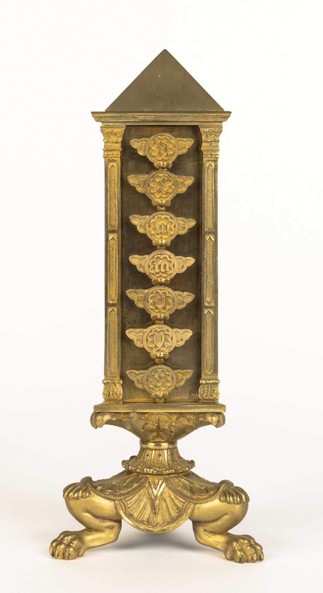 A FRENCH GILT-BRONZE DESK COMPENDIUM THERMOMETER, LETTER RACK AND CALENDARBy Gohin Pere et Fils a... - Image 2 of 3