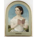 Circle of Ford Madox Brown (British, 1821-1893) Portrait of Rachel Titherington, half length, wea...