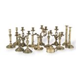 A COLLECTION OF FIVE PAIRS OF 19TH CENTURY CANDLESTICKSFrench and British (14)