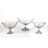 THREE IRISH CUT-GLASS PEDESTAL BOWLS Late 18th / early 19th century (3)