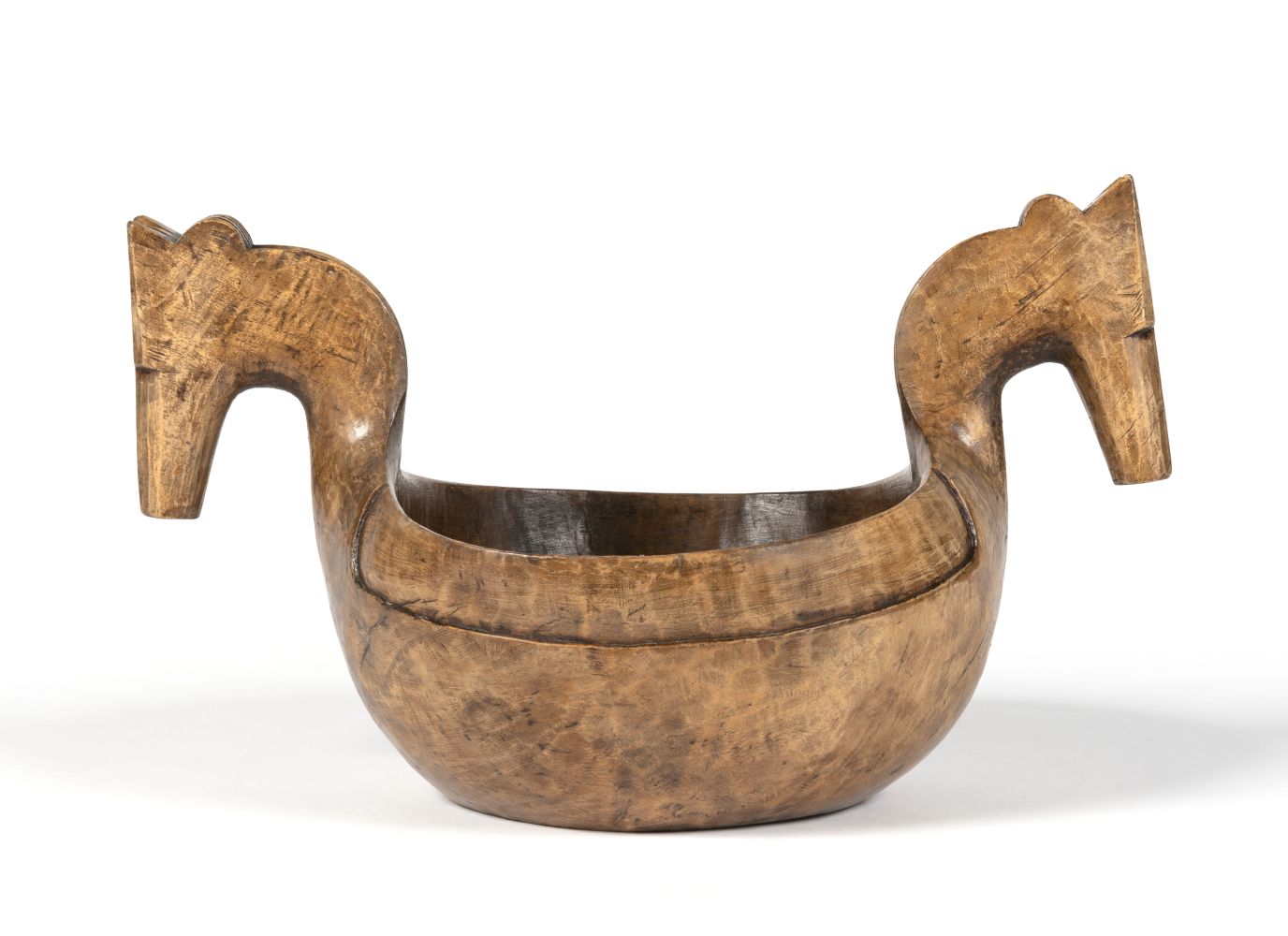 A 19TH CENTURY NORWEGIAN CARVED 'KASAS' OR ALE BOWL