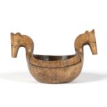 A 19TH CENTURY NORWEGIAN CARVED 'KASAS' OR ALE BOWL
