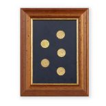 A FRAMED SET OF FIVE VICTORIAN SOVEREIGN COINS (5)