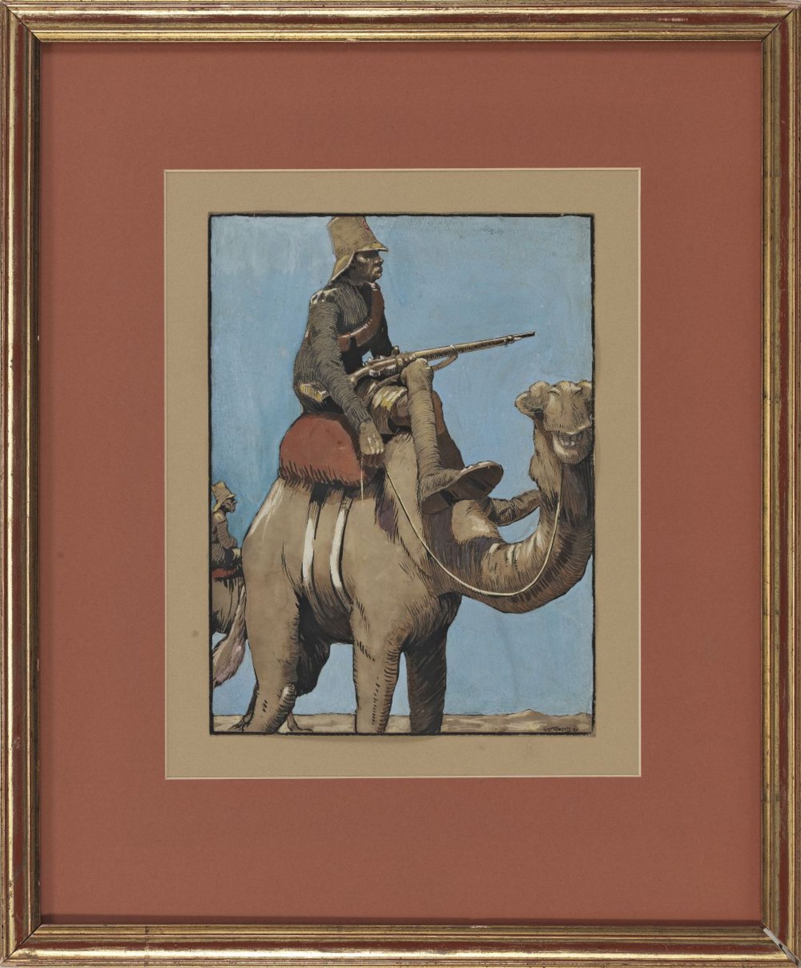 LUNT ROBERTS (1894-1981) Berber rifelman on a camel