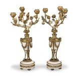 A PAIR OF WHITE MARBLE AND GILT METAL MOUNTED CANDELABRA Italian, late 19th century (2)