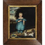 ENGLISH, 19TH CENTURY SCHOOL A na&#239;ve portrait of a young child with her King Charles Spaniel...