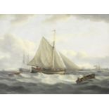 Thomas Luny (British, 1759-1837) A trading ketch, an anchored collier brig and other shipping in ...