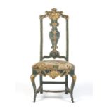 AN IBERIAN BLUE AND GILT PAINTED SIDE CHAIR19th century